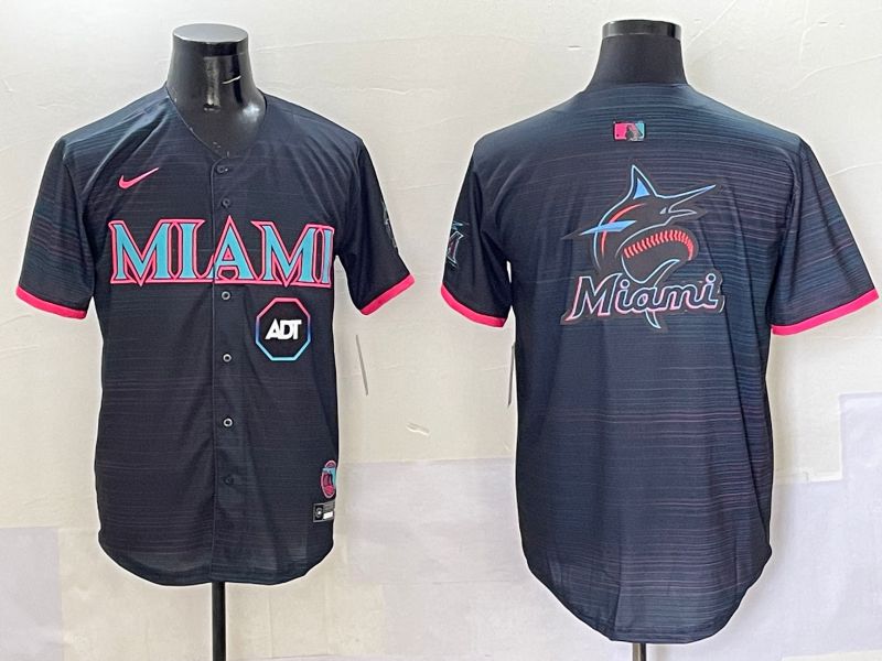 Men 2025 Miami Marlins Blank Black Joint Name Nike MLB Jersey style 8